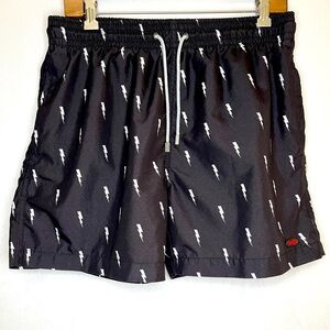 Trunks Black Lightning Print Men’s Swim Shorts Size L